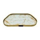 PLATEAU DECO METAL FORME NUAGE 30X15 CM MODELE OR DESIGN MIX MARBRE BLANC/NOIR