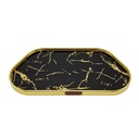 PLATEAU DECO METAL FORME NUAGE 35X18 CM MODELE OR DESIGN MIX MARBRE BLANC/NOIR