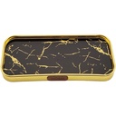 PLATEAU DECO METAL FORME RECTANGULAIRE 40X20 CM MODELE OR DESIGN MIX MARBRE BLANC/NOIR
