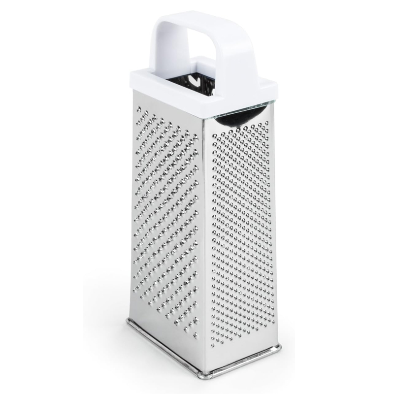RAPE INOX 21X8 CM 4 FACES COULEUR POIGNEE BLANC