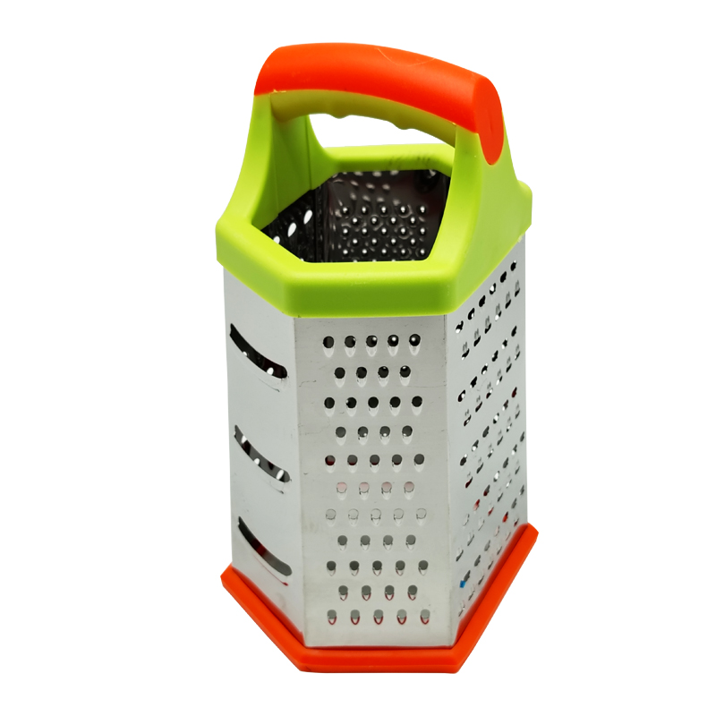 RAPE INOX 22X14 CM 6 FACES COULEUR POIGNEE VERT/ORANGE