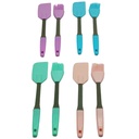 Set 2 pièces spatule + brosse silicone 24 cm mix couleur Bleu / Rose / Vert / Violet