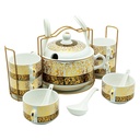 Set 15 pièces avec support métal (Soupière 20x13 cm + Bols 11x7 cm + Cuillères)