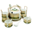 Set 15 pièces avec support métal (Soupière 20x13 cm + Bols 11x7 cm + Cuillères)