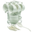 Set 15 pièces avec support métal (Soupière 20x13 cm + Bols 11x7 cm + Cuillères)