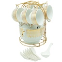 Set 15 pièces avec support métal (Soupière 20x13 cm + Bols 11x7 cm + Cuillères)