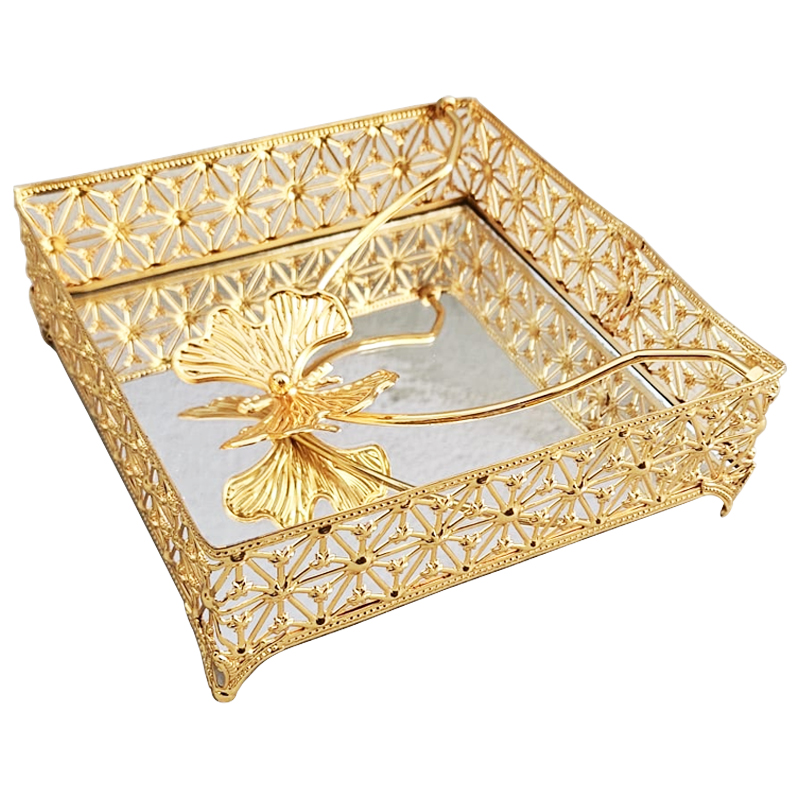 PORTE PAPIER DECO METAL 18X18X5 CM MODELE OR
