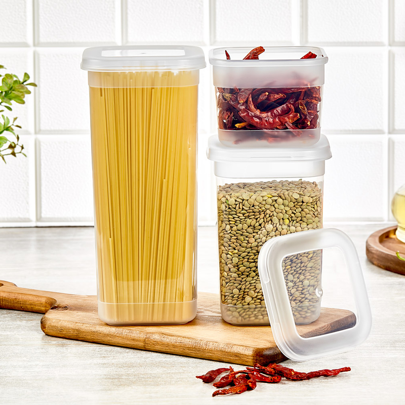 SET 3 BOITES ALIMENTAIRES PLASTIQUE 0.60 / 1.30 / 1.90 LITRES COULEUR TRANSPARENT