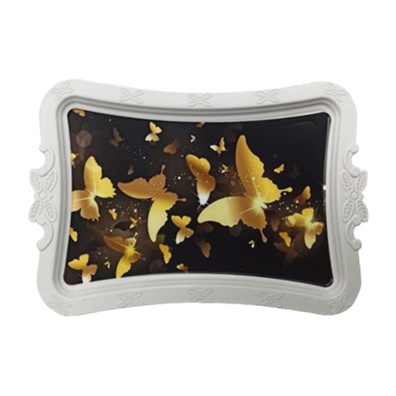 PLATEAU DECO PLASTIQUE 30X18 CM MIX BLANC / NOIR