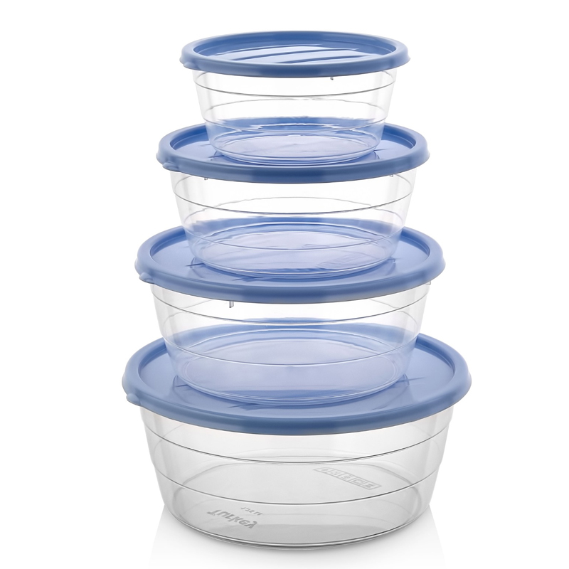 SET 4 BOITES CONSERVATION ALIMENTAIRE 300ML/700ML/1100ML/1750 ML MIX ROSE/BLANC/BLEU