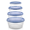 SET 4 BOITES CONSERVATION ALIMENTAIRE 300ML/700ML/1100ML/1750 ML MIX ROSE/BLANC/BLEU
