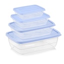 SET 4 BOITES CONSERVATION ALIMENTAIRE 300ML/600ML/1200ML/2000 ML MIX ROSE/BLANC/BLEU