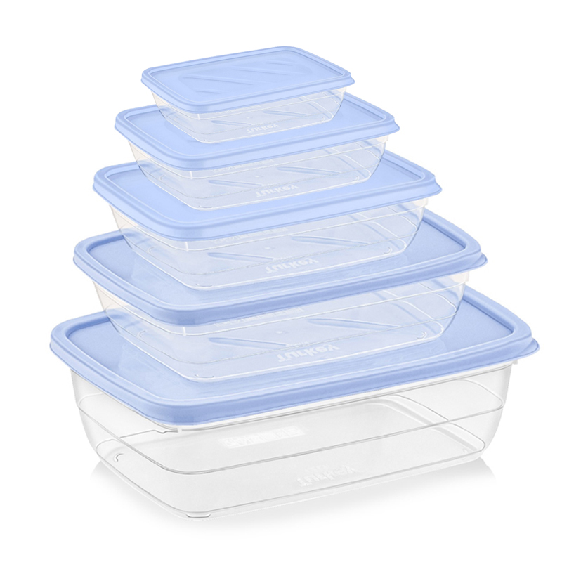 SET 5 BOITES CONSERVATION ALIMENTAIRE 300ML/600ML/1200ML/2000/3000 ML MIX ROSE/BLANC/BLEU