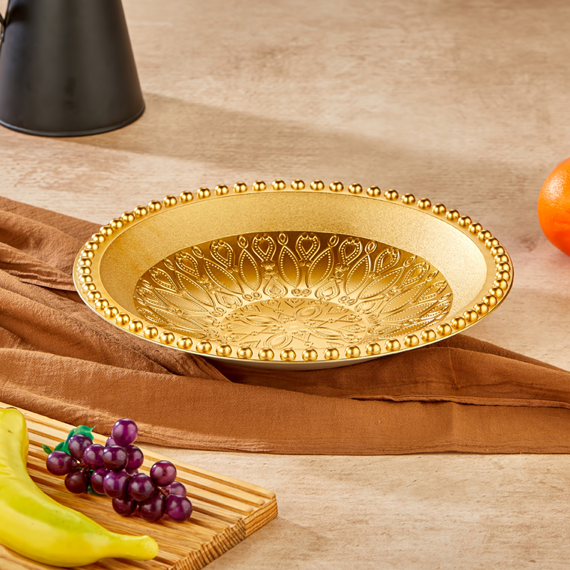 PLATEAU DECO FRUIT PLASTIQUE 30 CM MODELE OR