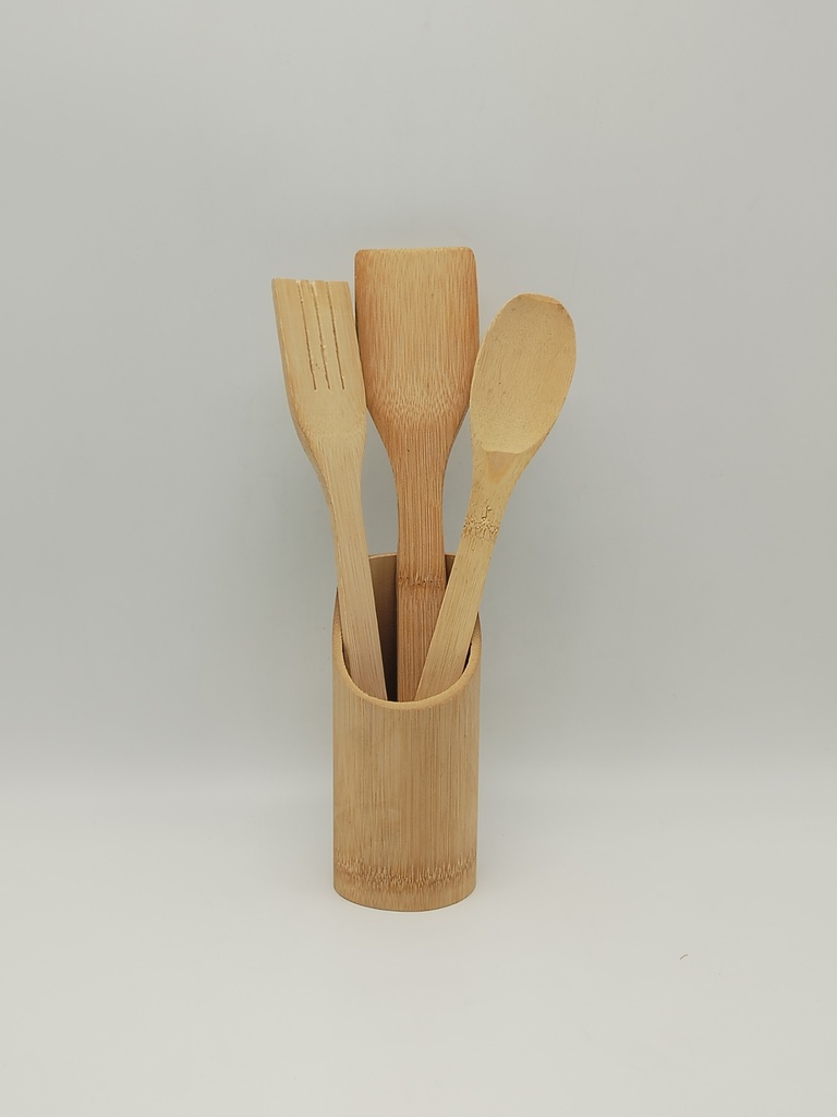 Set 4 pièces ustensiles en bois