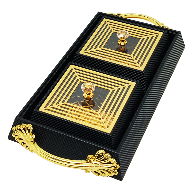 Set Déco 2 compartiments 28x15 cm modèle noir matière plastique