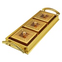 Set Déco 3 compartiments 41x15 cm modèle or matière plastique