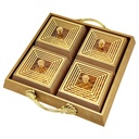 Set Déco 4 compartiments 28x28 cm modèle or matière plastique