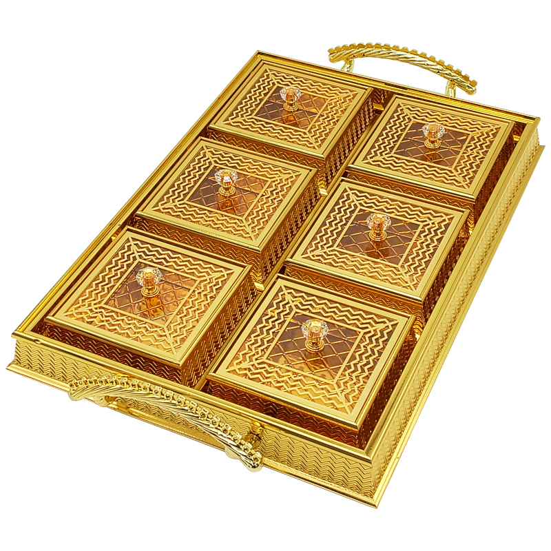 Set Déco 6 compartiments 41x27 cm modèle or matière plastique