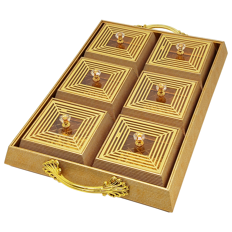 Set Déco 6 compartiments 41x27 cm modèle or matière plastique