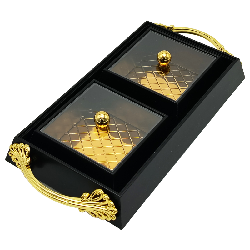Set Déco 2 compartiments 27x15 cm modèle noir matière plastique