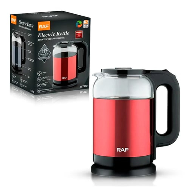Bouilloire électrique 2 Litres 1500 W Couleur mix Rouge / Gris / Marron