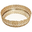 PLATEAU DECO METAL ROND 20 CM MODELE OR