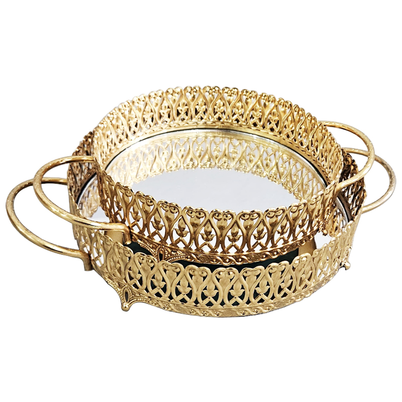 SET 2 PLATEAUX DECO METAL 20 CM &amp; 25 CM