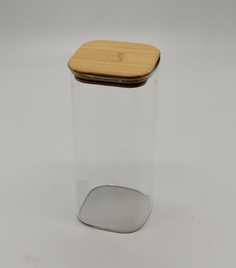 POT VERRE BOROSILICATE COUVERCLE CARRE BAMBOO 8 X 18 CM