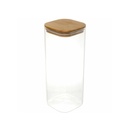 POT VERRE BOROSILICATE COUVERCLE CARRE BAMBOO 8 X 20 CM