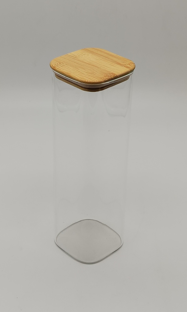 POT VERRE BOROSILICATE COUVERCLE CARRE BAMBOO 8 X 25 CM