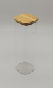 POT VERRE BOROSILICATE COUVERCLE CARRE BAMBOO 8 X 25 CM