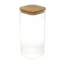 POT VERRE BOROSILICATE COUVERCLE CARRE BAMBOO 10 X 28 CM