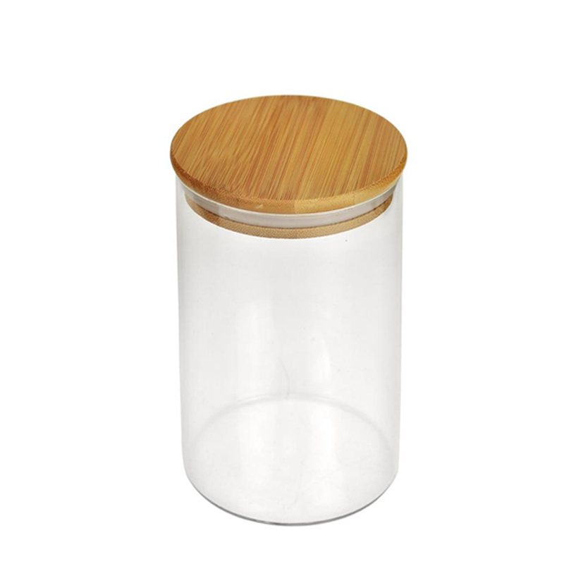 POT VERRE BOROSILICATE COUVERCLE BAMBOO 15X6,5 CM