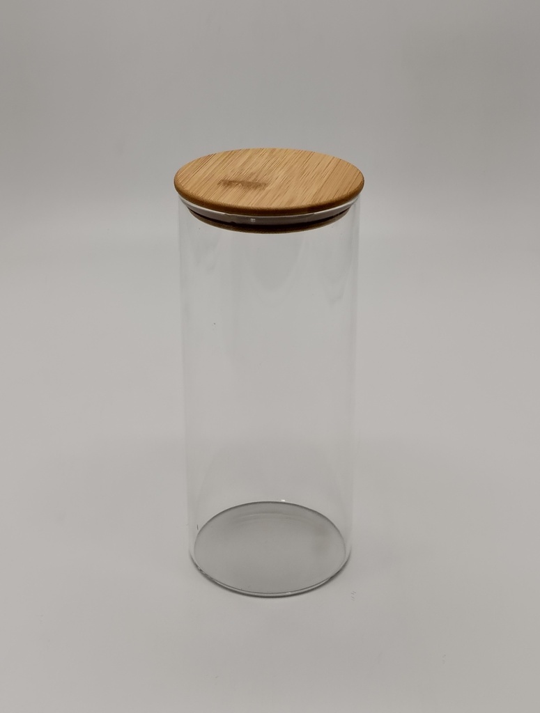POT VERRE BOROSILICATE COUVERCLE BAMBOO8,5 X 20 CM