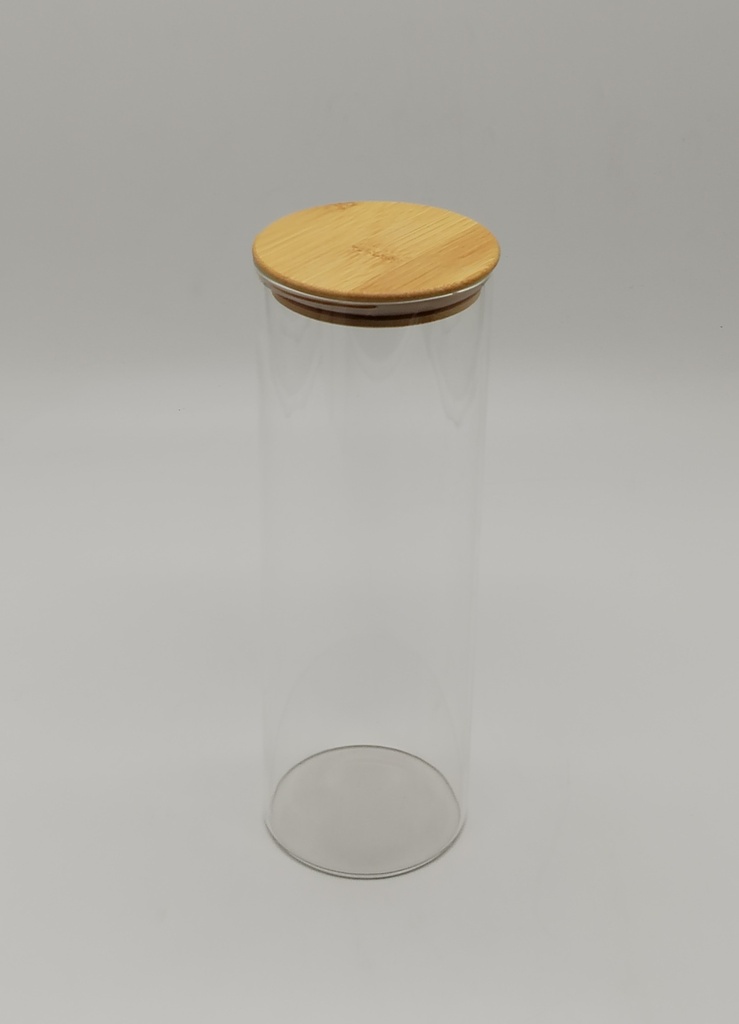 POT VERRE BOROSILICATE COUVERCLE BAMBOO 25X8,5 CM