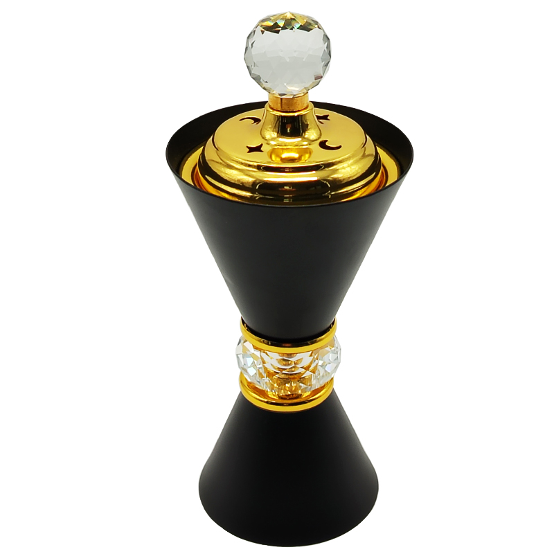 BRULEUR ENCENT METAL 21X9 CM MODELE NOIR-OR