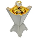 BRULEUR ENCENT METAL 21X10 CM MODELE BLANC-OR