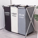 BAC A LINGE 3 COMPARTIMENTS PLIABLE METAL 58X58X36 CM 