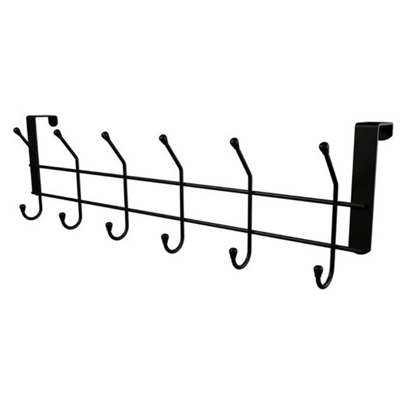 PORTE MANTEAU ACCROCHE PORTE METAL NOIR 47X5 CM