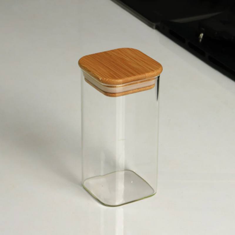 POT VERRE BOROSILICATE 6X12.5 CM COUVERCLE BAMBOO