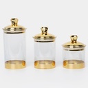 SET 3 PIECES POT EN PLASTIQUE DECORATIF 16.5X10 / 13X10 / 9X10 CM MODELE OR