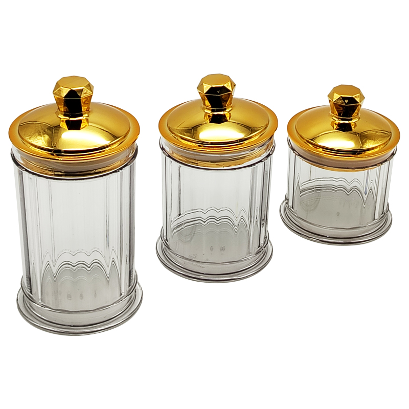 SET 3 PIECES POT EN PLASTIQUE DECORATIF 16.5X10 / 13X10 / 9X10 CM MODELE OR