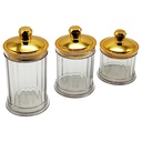 SET 3 PIECES POT EN PLASTIQUE DECORATIF 16.5X10 / 13X10 / 9X10 CM MODELE OR