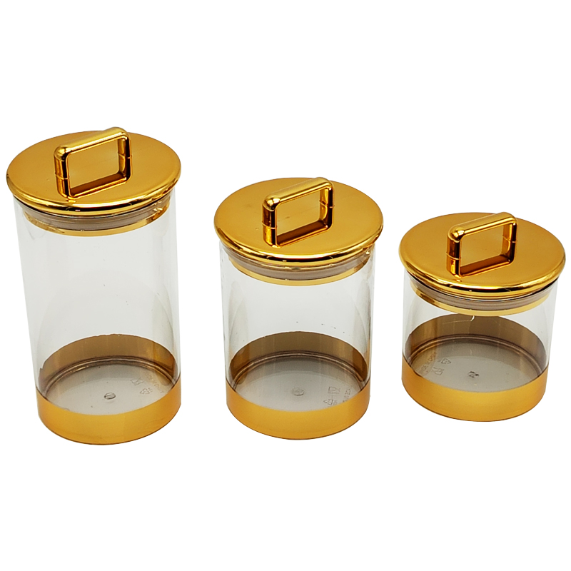 SET 3 PIECES POT EN PLASTIQUE DECORATIF 16.5X10 / 13X10 / 9X10 CM MODELE OR