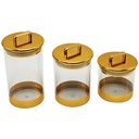 SET 3 PIECES POT EN PLASTIQUE DECORATIF 16.5X10 / 13X10 / 9X10 CM MODELE OR