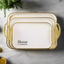 SET 3 PLATEAUX DECO PLASTIQUE 42X31 / 38X26 / 33X22 CM COULEUR MIX NOIR / BLANC