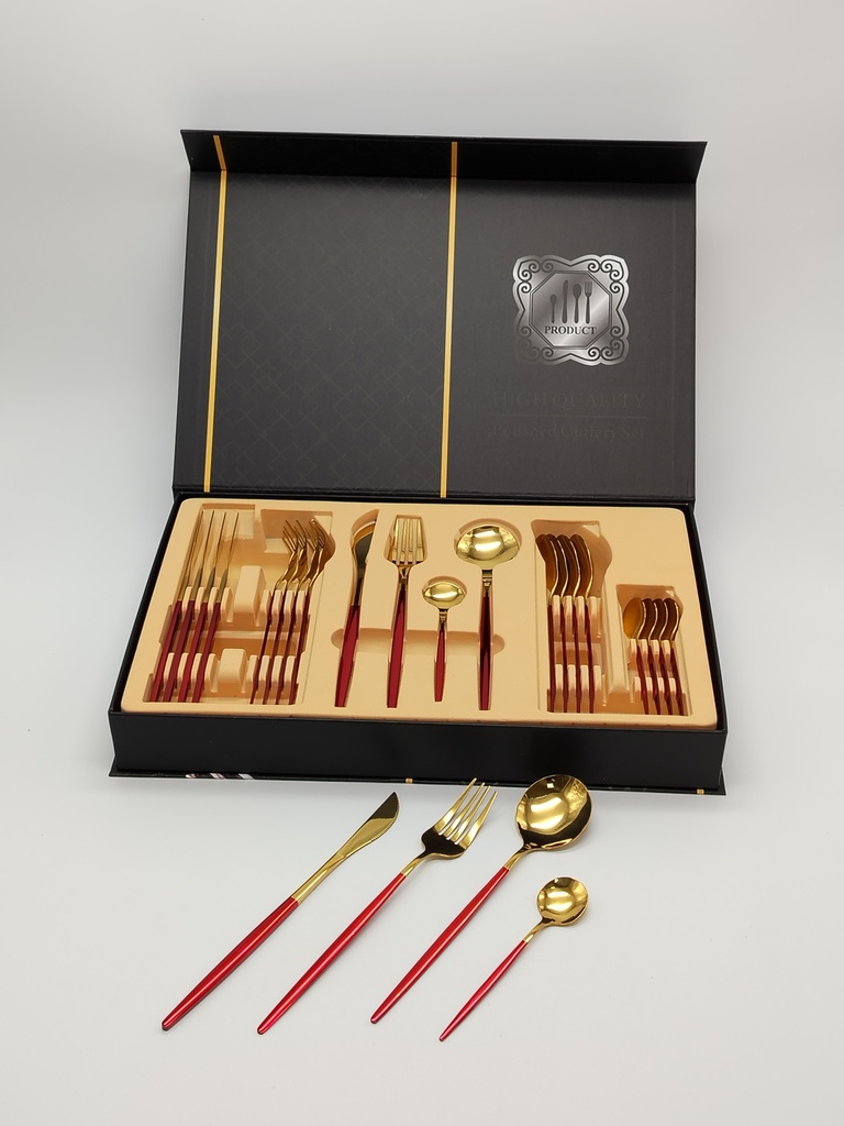 COFFRET 24 PIECES COULEUR ROUGE-OR