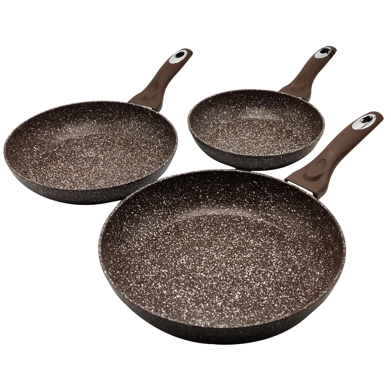 SET 3 POELES 28 / 24 / 20 CM COULEUR MARRON