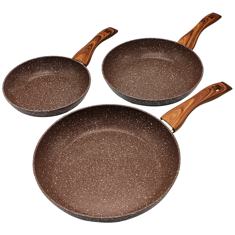 SET 3 POELES 28 / 24 / 20 CM COULEUR MARRON